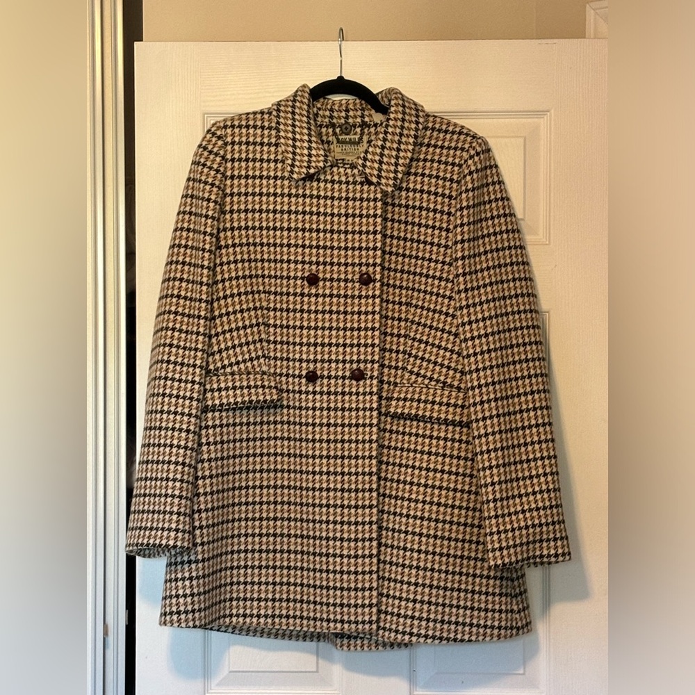 Jack Wills Cream/Multi Houndstooth Peacoat, UK 14/US 10